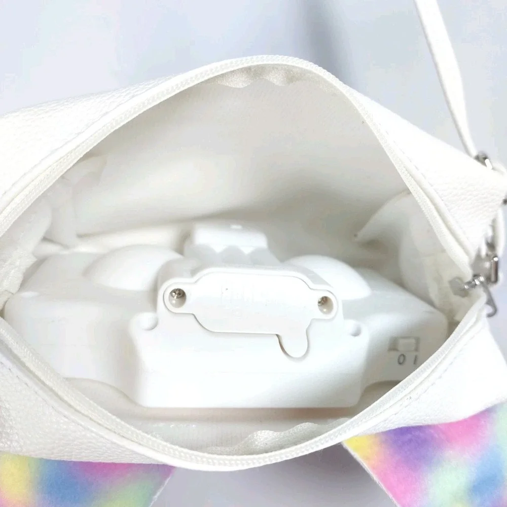 Purse Pets White Rainbow Pup Puppy Animated Eyes with 25 Sounds TESTED